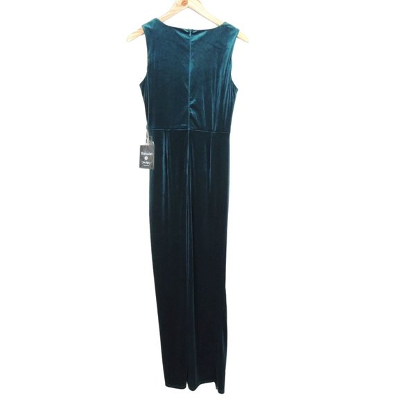 Babalet Sz M Women's Elegant Green Velvet Formal Dress Evening/Prom Sleeveless - Picture 11 of 12